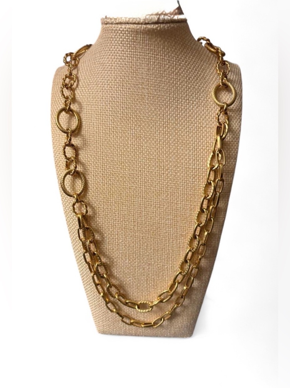 Kirks Folly Gold Tone Double Strand Chain Necklace Layered Statement Necklace